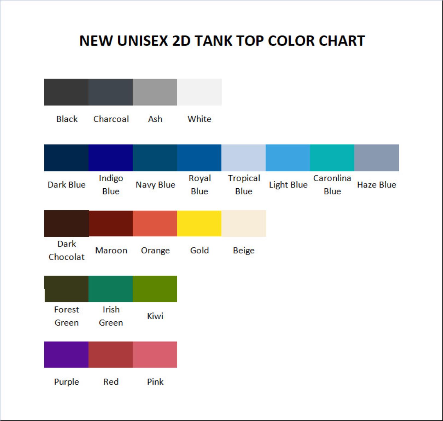 tank top color chart - Greta Van Fleet Merch