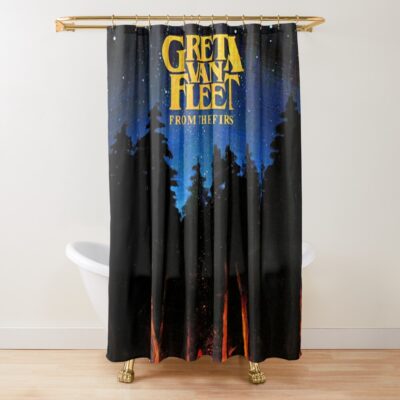 Greta Van Fleet Fraternal Fire Shower Curtain Official Greta Van Fleet Merch